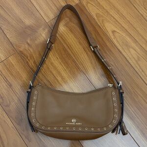 Michael Kors Tan Pebble Leather Shoulder Bag with Eyelet Trim